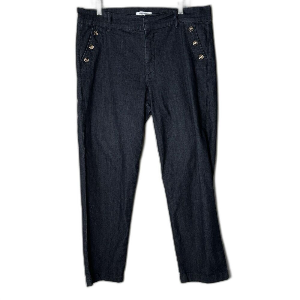 Nine West Pants Womens Denim Trouser Straight Leg Siz 16 Modern Classic